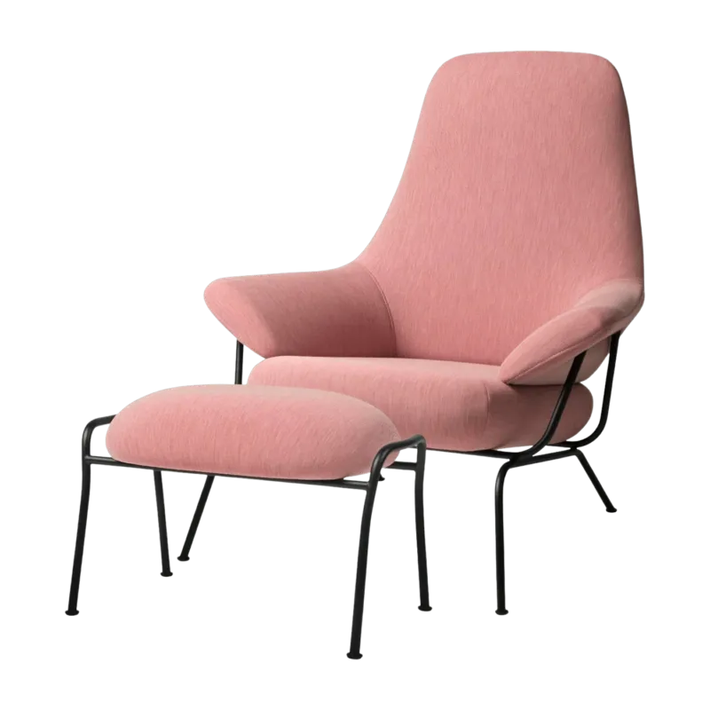 Fauteuil en tissu et repose-pieds Pink Hai - Hem - The Cool Republic