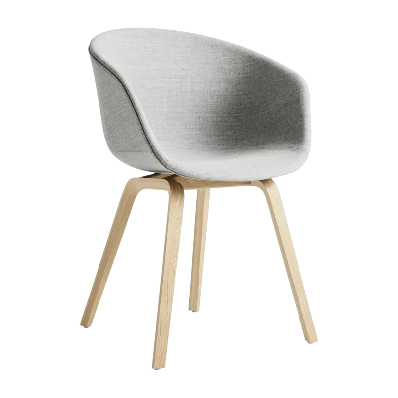 Fauteuil en tissu gris clair et bois de chêne vernis AAC 23 - HAY - The Cool Republic