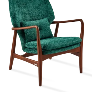 Fauteuil en tissu vert foncé et bois de frêne Greenish Peggy - Pols Potten - The Cool Republic