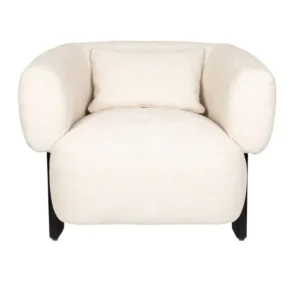 Fauteuil en velours beige et bois marron Neil - Zuiver - The Cool Republic