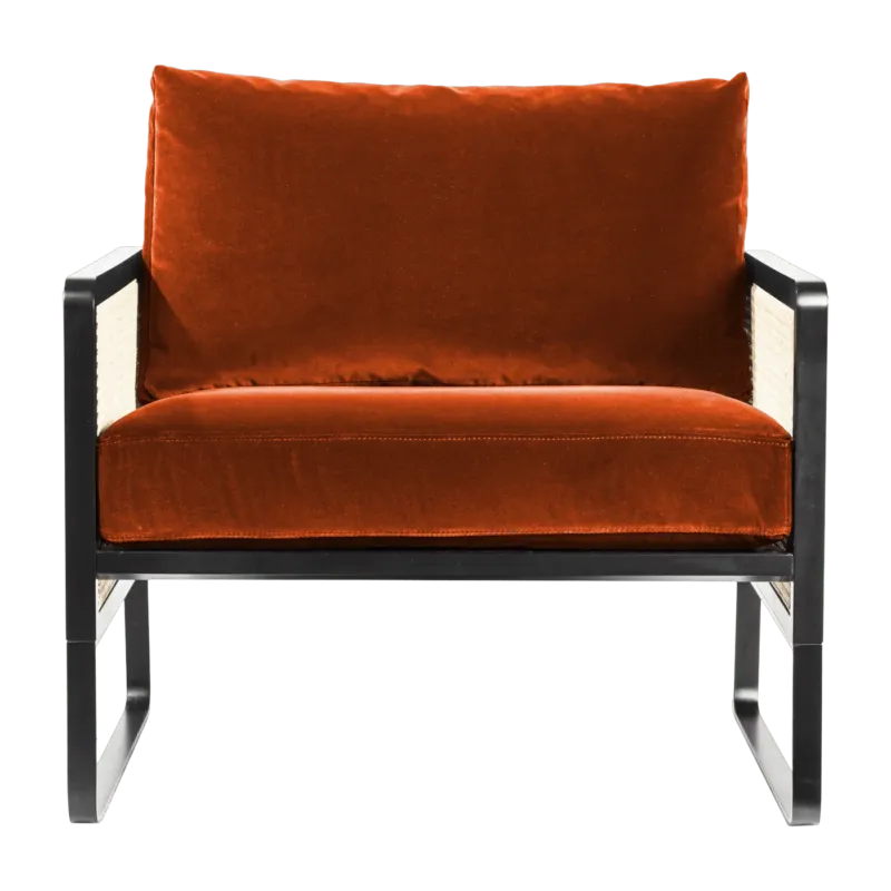 Fauteuil en velours rouge orangé Cannage - RED Edition - The Cool Republic