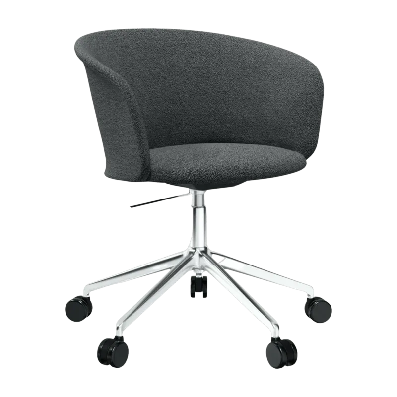 Fauteuil Graphite et piètement argenté à roulettes Kendo - Hem - The Cool Republic