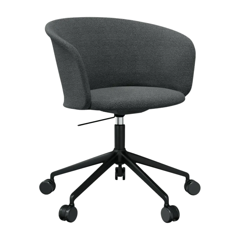 Fauteuil Graphite et piètement noir à roulettes Kendo - Hem - The Cool Republic