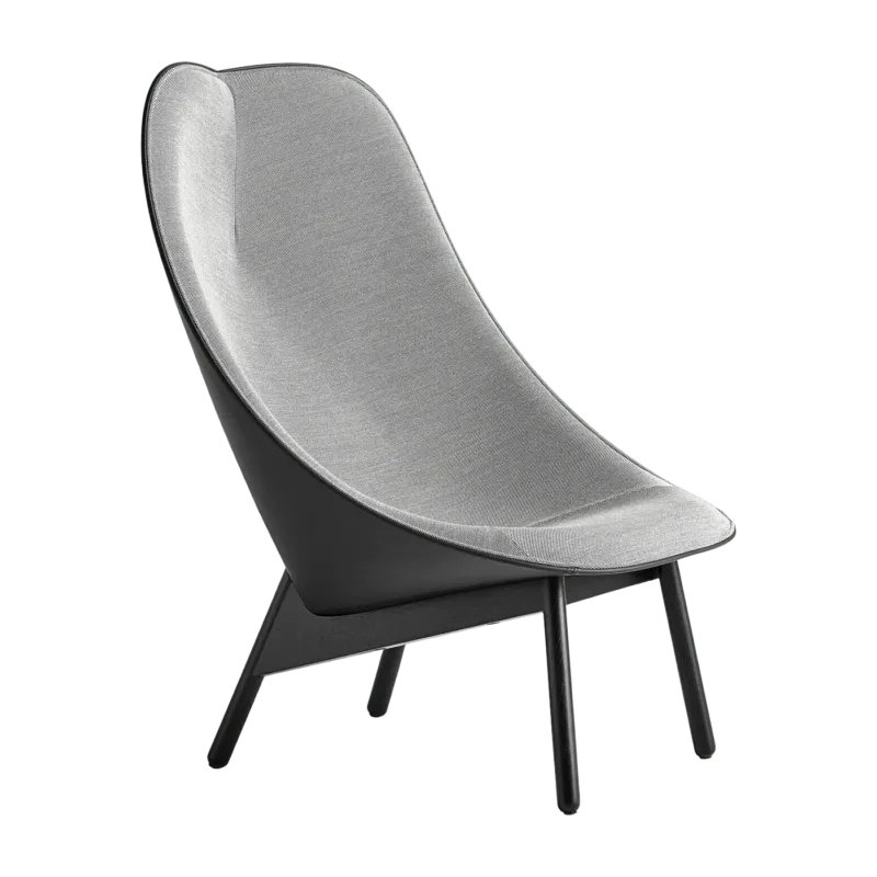 Fauteuil gris clair et chêne massif teinté noir Uchiwa - HAY - The Cool Republic