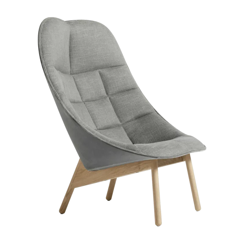 Fauteuil gris foncé matelassé et chêne massif naturel Uchiwa - HAY - The Cool Republic