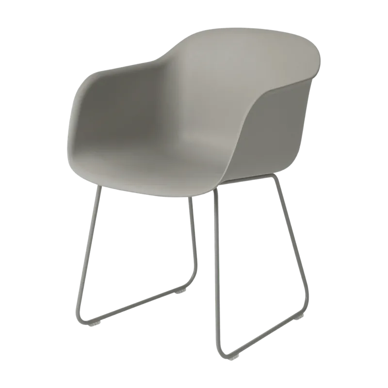 Fauteuil gris piétement traîneau Fiber - Muuto - The Cool Republic
