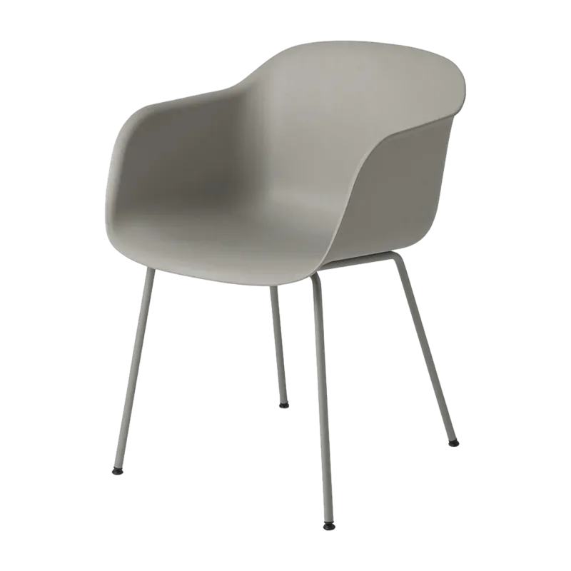Fauteuil gris piétement tubes Fiber - Muuto - The Cool Republic