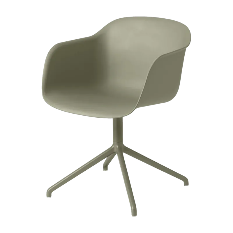 Fauteuil gris vert piétement pivot Fiber - Muuto - The Cool Republic