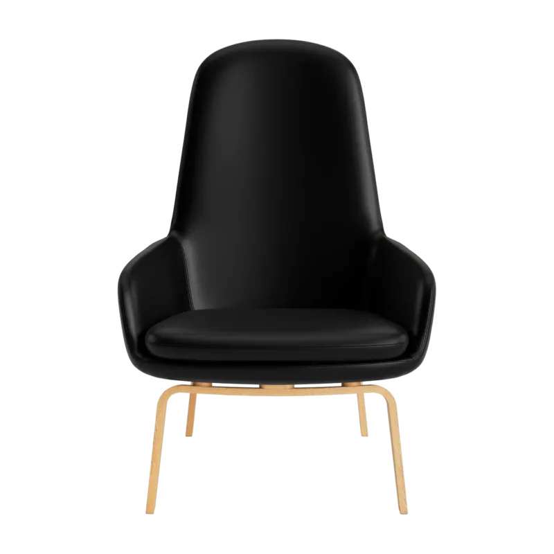 Fauteuil haut avec pieds en chêne et assise en cuir noir Era - Normann Copenhagen - The Cool Republic