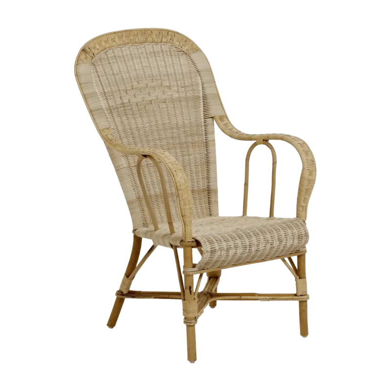Fauteuil haut dossier en rotin naturel Grand-père - KOK - The Cool Republic