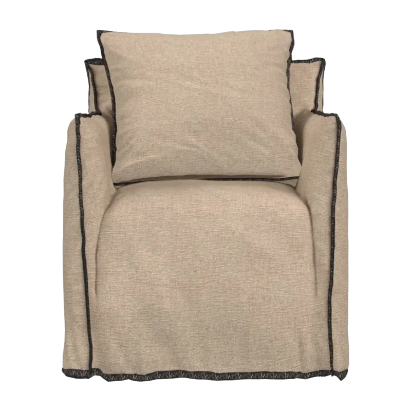 Fauteuil lin naturel surpiqûres anthracite Ghost 05 - Gervasoni - The Cool Republic