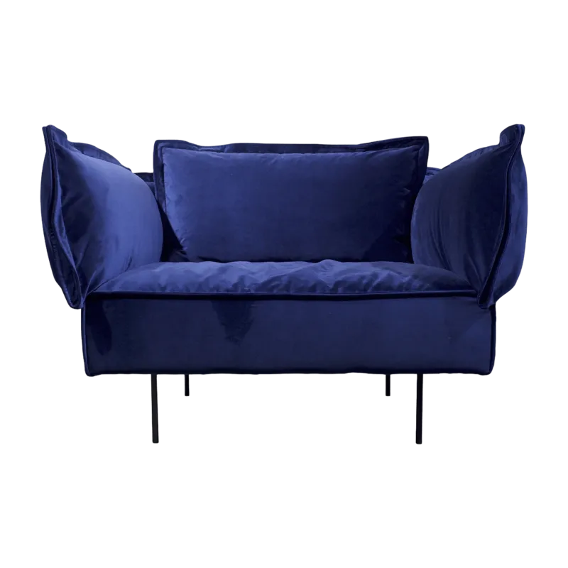 Fauteuil lounge bleu Velvet - HANDVÄRK - The Cool Republic
