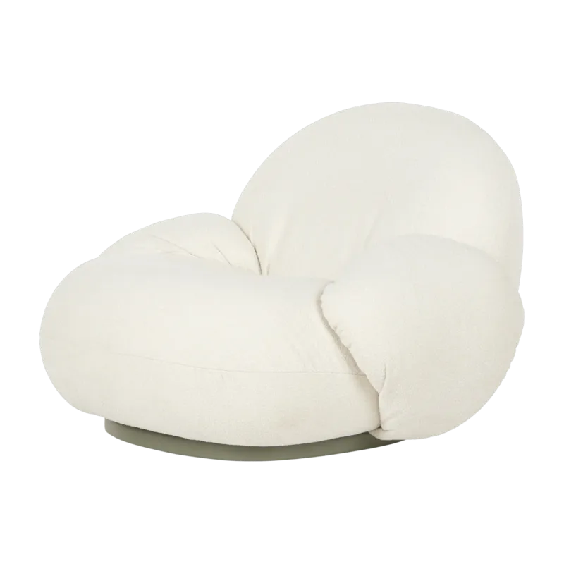 Fauteuil lounge de jardin pivotant avec accoudoirs en tissu lorkey et métal gris Pacha - Gubi - The Cool Republic