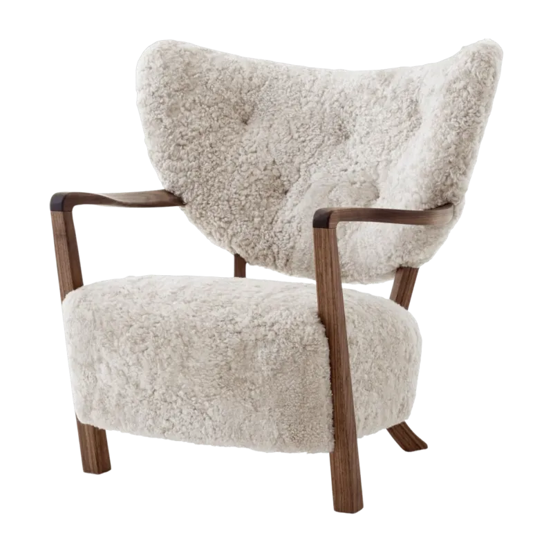 Fauteuil lounge en noyer huilé et bouclé blanc cassé 85 x 85 x 84 cm Wulff ATD2 - &tradition - The Cool Republic
