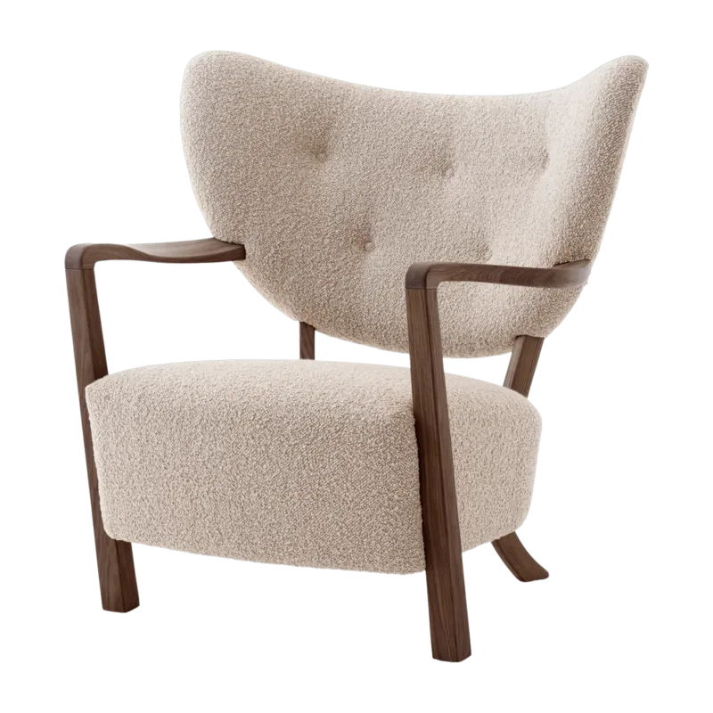 Fauteuil lounge en noyer huilé et laine beige 85 x 85 x 84 cm Wulff ATD2 - &tradition - The Cool Republic