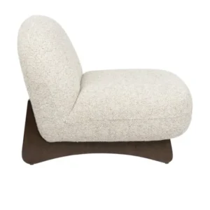 Fauteuil lounge en tissu beige et bois de frêne Loom - Dutchbone - The Cool Republic