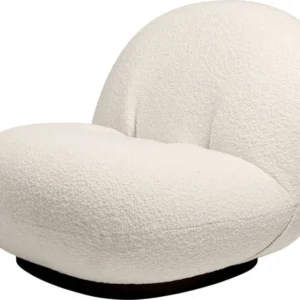 Fauteuil lounge en tissu karakorum dedar blanc et métal noir Pacha - Gubi - The Cool Republic