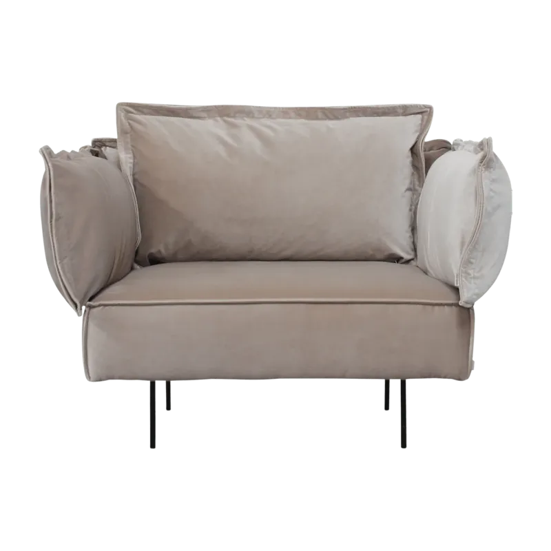 Fauteuil lounge sable Velvet - HANDVÄRK - The Cool Republic