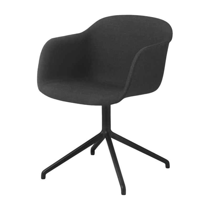 Fauteuil noir piétement pivot et assise textile Fiber - Muuto - The Cool Republic