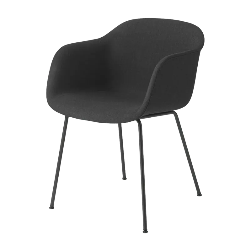 Fauteuil noir piétement tubes et assise textile Fiber - Muuto - The Cool Republic