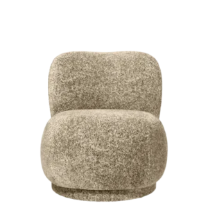 Fauteuil pivotant en velours poppy beige et noir Ricco Piccolo - Ferm Living - The Cool Republic