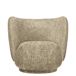 Fauteuil pivotant en velours poppy beige et noir Rico - Ferm Living - The Cool Republic