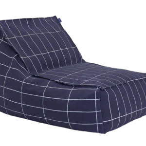Fauteuil pouf en coton bio à carreaux bleu marine et blanc 70 x 105 x 57 cm Vibes - Nobodinoz - The Cool Republic