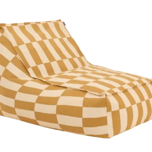 Fauteuil pouf en coton bio à carreaux jaune moutarde 70 x 105 x 57 cm Vibes - Nobodinoz - The Cool Republic