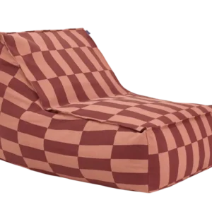 Fauteuil pouf en coton bio à carreaux rouge et rose 70 x 105 x 57 cm Vibes - Nobodinoz - The Cool Republic