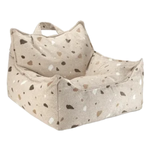 Fauteuil pouf poire pour enfant en tissu beige Terrazzo - Wigiwama - The Cool Republic