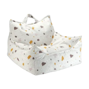 Fauteuil pouf poire pour enfant en tissu blanc Terrazzo - Wigiwama - The Cool Republic