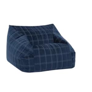 Fauteuil pouf pour enfant en velours recyclé à carreaux bleu marine et violet 72 x 72 x 42 cm Chelsea - Nobodinoz - The Cool Republic