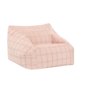 Fauteuil pouf pour enfant en velours recyclé à carreaux rose et violet 72 x 72 x 42 cm Chelsea - Nobodinoz - The Cool Republic