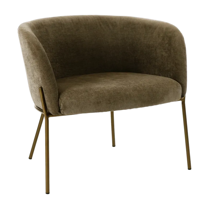 Fauteuil relax en velours marron avec pieds couleur bronze Polka - Pomax - The Cool Republic