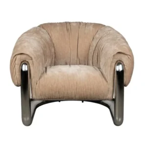 Fauteuil rétro en velours marron et acier chromé Marly - Dutchbone - The Cool Republic