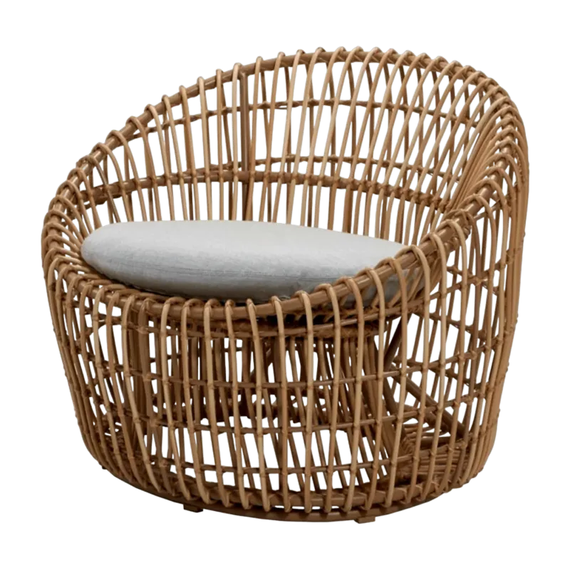 Fauteuil rond cadre naturel Nest - Cane-Line - The Cool Republic