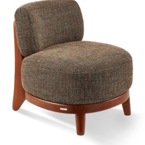 Fauteuil rond en tissu marron et bois de frêne Speckled Fizz - Pols Potten - The Cool Republic