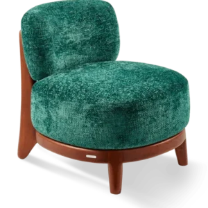 Fauteuil rond en tissu vert foncé et bois de frêne Greenish Fizz - Pols Potten - The Cool Republic