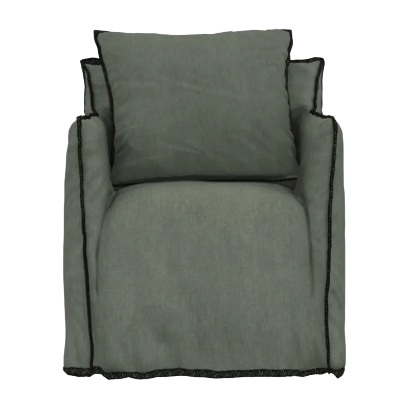 Fauteuil vert sauge surpiqûres noires Ghost 05 - Gervasoni - The Cool Republic