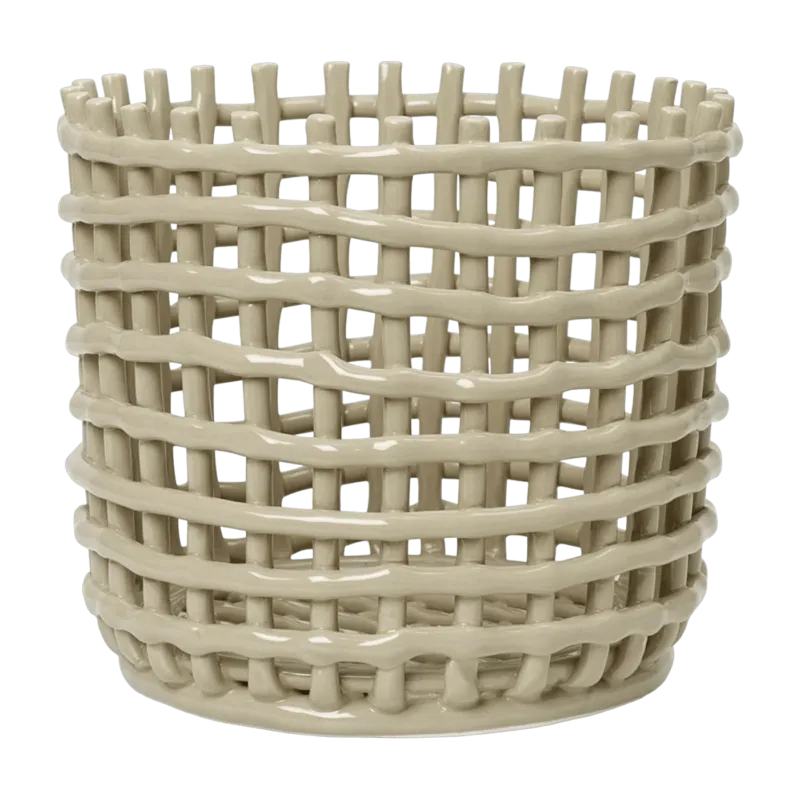 Grand panier beige en céramique - Ferm Living - The Cool Republic