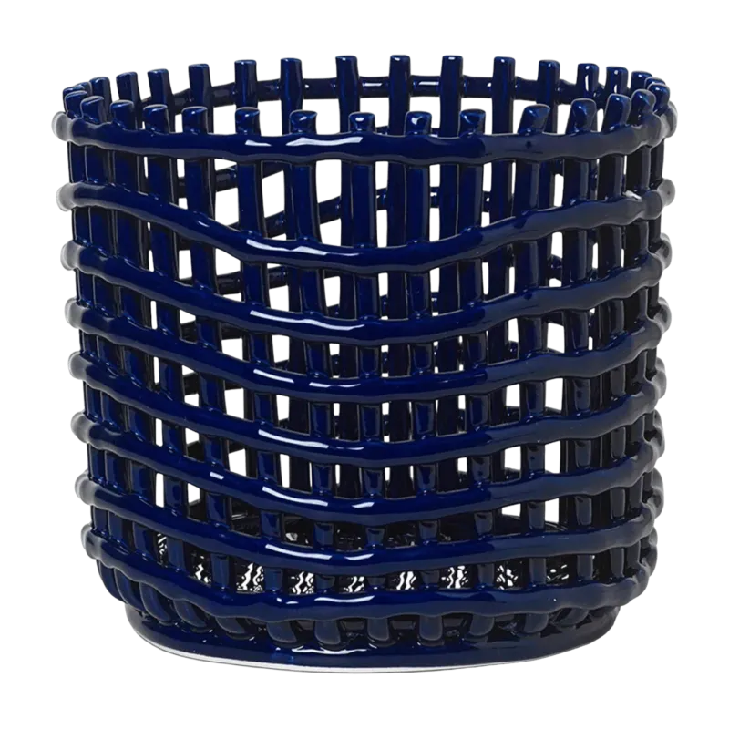 Grand panier bleu en céramique - Ferm Living - The Cool Republic