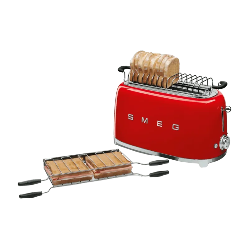 Grille-pain 2 grandes fentes rouge Années 50 - Smeg - The Cool Republic