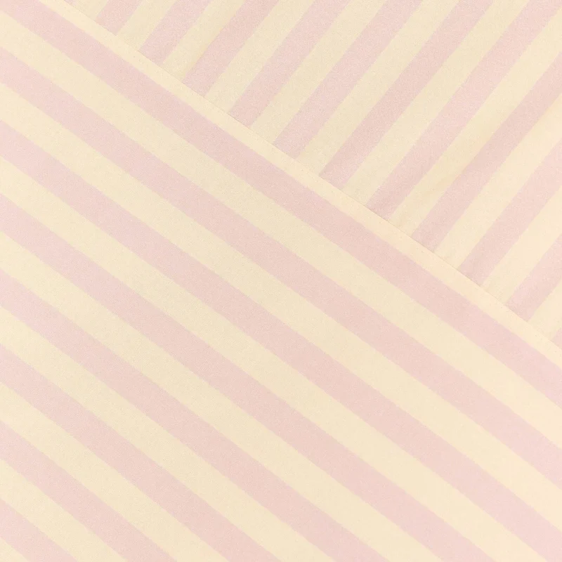 Housse de couette lit double en popeline de coton bio à rayures rose et jaune 240 x 220 cm Leonard - Nobodinoz - The Cool Republic