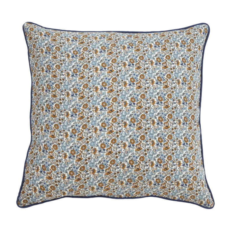 Housse de coussin 50 x 50 cm à fleurs bleues et brunes liberty Cosmo - Nordal - The Cool Republic