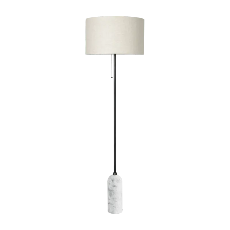 Lampadaire beige base en marbre blanc Gravity - Gubi - The Cool Republic