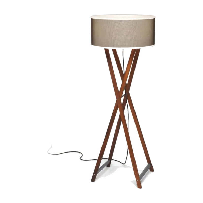 Lampadaire d'extérieur en bois et textile beige 53x140cm Cala - Marset - The Cool Republic
