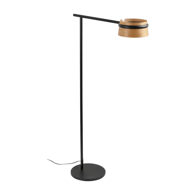 Lampadaire en bois et métal noir Loop - Faro Barcelona - The Cool Republic