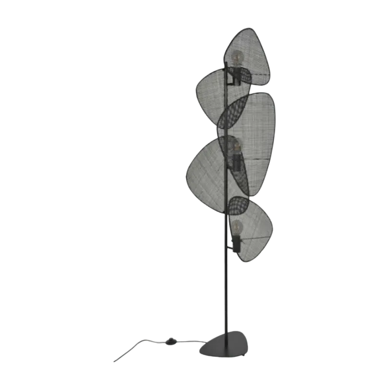 Lampadaire en cannage noir 50 x 27 x 179 cm Screen - Market set - The Cool Republic