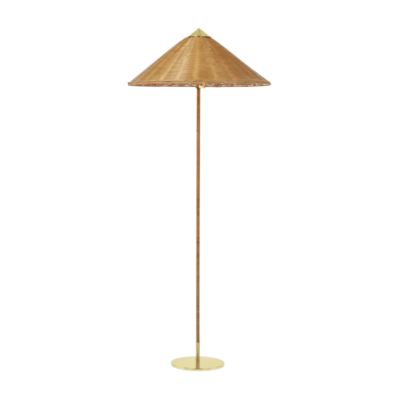 Lampadaire en laiton et osier Modèle 9602 - Gubi - The Cool Republic