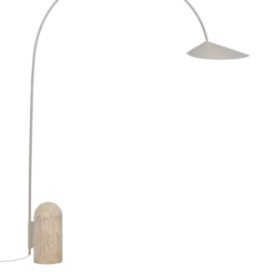 Lampadaire incurvé en travertin et acier beige Arum - Ferm Living - The Cool Republic